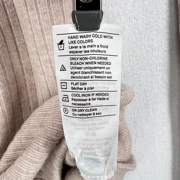 VINCE Ribbed Half Zip Turtleneck Long Sleeve Top Womens Small Tan Stretch Knit - Picture 11 of 16